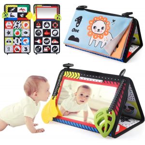 TDRFL-Amusant Jouet Sensoriels Bebe 0-18 Mois,Bebe Eveil Montessori Noir Et Blanc Jouet Nouveau N&eacute; Avec Miroir Pliable Avec Livre Eveil Bebe - Neuf