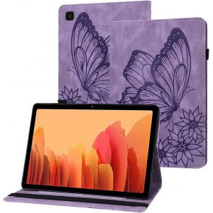 Etui Galaxy Tab A7 2022/2020 Housse En Cuir Pu Papillon En Relief Portefeuille Coque De Protection Tablette Pour Samsung Galaxy Tab A7 10.4 Pouces Sm-T500/T503/T505/T509-Violet - Neuf