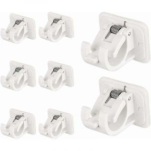 8 PCS sans support de tige de forage Support de tringle à rideau auto-adhésif Support de crochet de rideau Support de tringle à rideau avec boucle à ressort Maison Salle de bain - Neuf