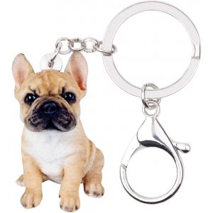 KAL-Porte-Clés Bouledogue Français En Acrylique Pour Femme, Fille, Sac, Voiture, Portefeuille - Neuf