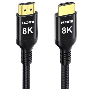 8K C&acirc;ble HDMI 15M, 8K 4K 30Hz C&acirc;ble HDMI Haute Vitesse avec eARC, HDR, HDR10, HDCP 2.3, Ethernet, D-olby Atmos Vision, Tress&eacute; pour Soundbar TV Moniteur Projecteur PS5 X-box - Neuf