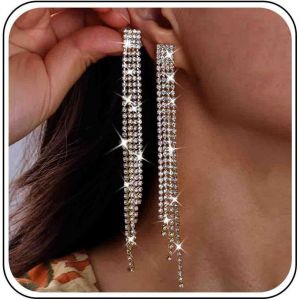 Kal-Boucles D'oreilles Mariage En Strass Boucles D'oreilles Chandelier En Or Boucles D'oreilles Longues En Cz Boucles D'oreillesmariée Cristal Boucles D'oreilles Bijoux Pour Femmes Et Filles - Neuf