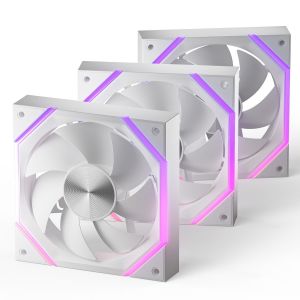 BUBY-Nyota Ventilateur Pc 120Mm Argb [Lot De 3] [Hdb] Ventilateur Rgb 2000 Rpm/61.5 Cfm/2,16 Mmh2O 5V 3Pin Argb Et Ventilateur Pwm 4Pin Durée De Vie De 50000H - Neuf