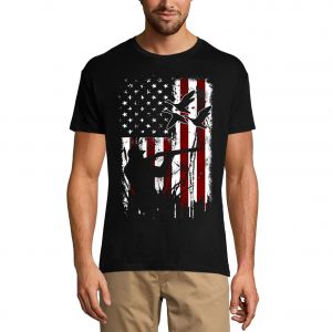 Homme Tee-Shirt Vie Du Chasseur Am&eacute;ricain - Drapeau Am&eacute;ricain - Chasse - American Hunter's Life - Us Flag - Hunting - T-Shirt Graphique &Eacute;co-Responsable Vintage Cadeau Nouveaut&eacute; - Neuf