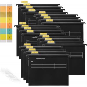 24pcs A4 Dossiers Suspendus [Pack 24],Classeur En Pp Avec Onglets Et Insertions, Classeur Suspendu Pour Bureau, &iquest;&iquest;Cole Et Bureau De Travail Classification Des Dossiers Classeur - Neuf