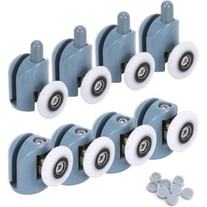 8pcs Roulette Porte Coulissante Roulettes Haut et Bas Accessoires pour Porte de Douche pour Porte de Salle de Bain - Neuf