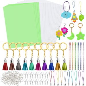 Mevronisshop-Kit Plastique Fou 280pcs Avec 4 Feuilles Luminescentes,16 Plastique Fou Transparent, 260accessoires D'artisanat&iquest; Cr&eacute;ez Bijoux Et Accessoires Diy (&Eacute;tuis, Boucles D'oreilles, Porte-Clefs) - Neuf