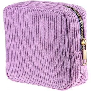 KALANKA-Sac de rangement pour serviettes hygiéniques en velours côtelé pour adolescentes, jolie pochette souple pour menstruation, première serviette, porte-tampon pour femme (violet) - Neuf