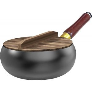 Chenquansarl-Poeleenferaveccouvercleenboispoleenferforgpoleomelettecasserolewokantiadhsifpoelesansrevtementbigbellypotconvientpourrtircuiremijoteretfrire - Neuf