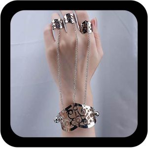 Kal-Cha&icirc;ne De Doigt En Couches Bracelet Argent Large Manchette Bracelet Bracelet Vintage Esclave Bracelet R&eacute;tro Main Harnais Cha&icirc;ne Bracelet Bijoux Pour Femmes Et Filles - Neuf