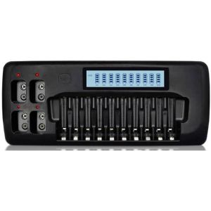 CERU-Chargeur De Batterie 14 Emplacements Aa Aaa ¿ Chargeur De Batterie Universel Led Intelligent Pour Batteries 1,2 V Aa Aaa Nimh/Nicd Et 9 V Li-Ion/Nicd Avec Fonction De Décharge - Neuf