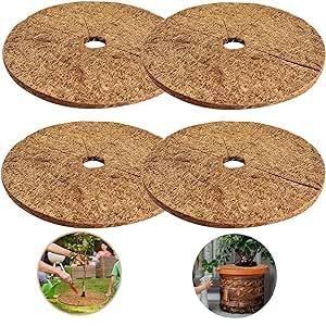 KALANKA-Lot de 4 Tapis en Coco 30cm, Paillis D'anneau de Plante Protector Mats, Disque de Paillage en Coco, Protection Contre le Gel des Plantes en Pot, Flower Pot Matpour la Maison, L'hôtel, le Jard - Neuf