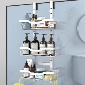 Etagere Douche À Suspendre,Rangement Douche Sans Percage Aver 3 Pcs Réglable Panier À Suspendre Pour Le Gel Douche Et Le Shampooing (Blanc-3 Couches) - Neuf