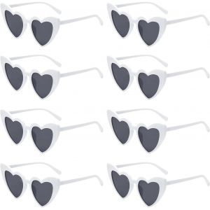 Kalanka-Lunette Coeur Vintage, 8 Pièces Lunettes De Soleil Coeur Blanc, Lunettes De Soleil Vintage Love Heart Des Années 70, Uv400, Heart Lunettes Rétro, Lunettes De Fête Voyages Mariage, Unisex - Neuf