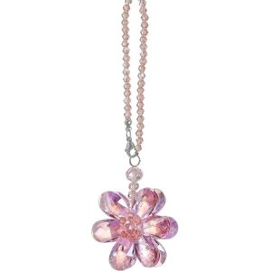 Kal-H&d Hyaline&dora - Pendentif De Rétroviseur De Voiture En Forme De Fleur En Cristal À Suspendre - Accessoires De Voiture Pour Femme - Rose - Neuf