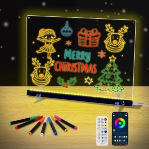 JEXNOVASHOP-Acrylique LED tableau de dessin w/APP & télécommande Touch bouton de contrôle, LED tableau de notes avec couleur, tableau d'effacement sec w/lumière LED, mémo lumineux, idéal pour les cad - Neuf