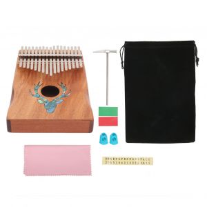 Kalimba 17 Touches, Mini Piano A Pouce Portable, Jouet, Cadeau D'anniversaire, Motif Tete De Cerf - Neuf