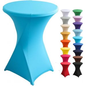 Eryi-Housse De Table Haute Cocktail, Spandex Extensible Housse Pour Table Haute Ronde Pour, Mariage, Anniversaire, Fête, Événement, Banquet, Décoration De La Maison (Bleu,80x110cm) - Neuf