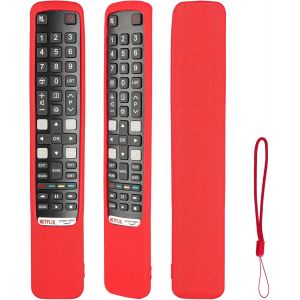 &Eacute;tui &Agrave; T&eacute;l&eacute;commande En Silicone Compatible Avec Tcl Rc802Nu Yui1 Rc802N Yui1 Tv T&eacute;l&eacute;commande Housse De Protection Antichoc Avec Un Cordon (Rouge) - Neuf