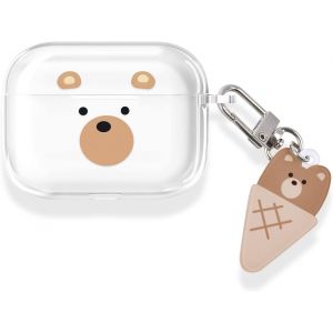 Coque Compatible avec Airpods Pro, Coque Airpods Pro Motif Dessin Anim&eacute; Ours Mignon pour Filles et Femmes [LED Avant Visible] Coque de Protection en TPU Souple pour Airpods Pro - Neuf