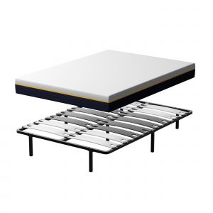 Ensemble matelas double en mousse de 17 cm + sommier &agrave; lattes larges 140x200 cm - Neuf