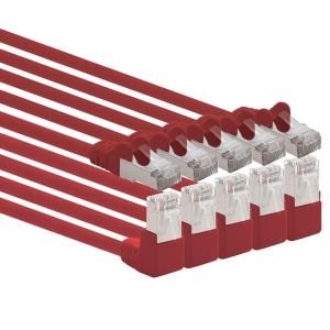 KAL-366143 Câble Réseau Cat.6 Angle 90 Degrés 0,5M - Rouge - Paquet De 5 - Câble Patch Cat6 (Sftp Pimf) 1000Mbit/S Connecteur Rj 45-5 X 0,5M Mètres Rouge - Neuf