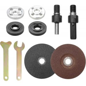 Lot de 10 accessoires pour meuleuse d'angle et perceuse manuelle-Tige de connexion,clé,écrou à bride,disques de coupe et de meulage en métal,dispositifs de serrage - Neuf