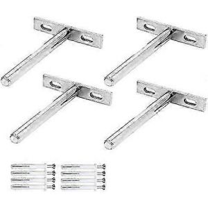 4 pièces supports d'étagère flottants invisibles Luminaire caché Support d'étagère murale en forme de T pour la fixation des supports d'étagère en bois - Neuf
