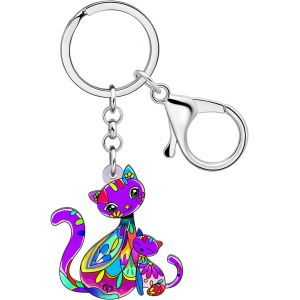 KAL-Cadeaux De F&ecirc;te Des M&egrave;res Pour Maman Porte-Cl&eacute;s En Acrylique Anime Monkey Fox Bunny Cat Pour Femmes Filles Portefeuille Porte-Cl&eacute;s De Voiture Anneaux De Porte-Cl&eacute;s - Neuf