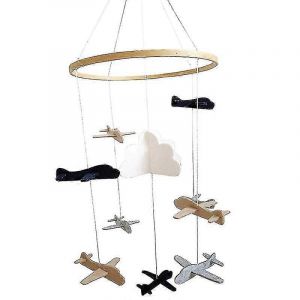 Lit B&eacute;b&eacute; Mobile Avions Nuage D&eacute;coration Gris Et Blancbluetan Lit Mobile Fo - Neuf