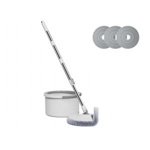 Kit de nettoyage &agrave; sec et humide avec seau et 4 serviettes pour balai &agrave; franges pivotant &agrave; 360 degr&eacute;s - Neuf