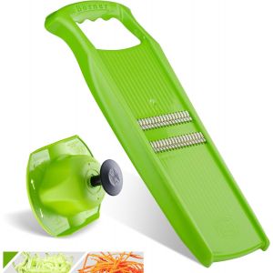 Eryi-Roko Powerline Coupe-Légumes Set Avec Porte-Fruits (2 Pièces) U2022 Coupe-Julienne Pour Fruits & Légumes + Porte-Fruit U2022 Râpe Julienne U2022 Set De Mandoline U2022 Couleur: Vert - Neuf
