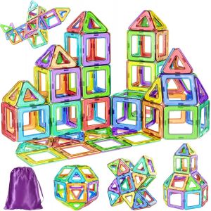 Jeux De Construction,40 Pi&egrave;ces Construction Magnetique Enfant,Bloc De Construction Magn&eacute;tique,Jouet Enfant 3 4 5 6 Ans Gar&ccedil;on Fille - Neuf