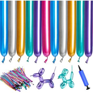 CAUC-100 Pi&iquest;&iquest;ces Ballon Long Metallique, Ballon Torsad&iquest;&iquest;, 260Q Ballons de Mod&iquest;&iquest;lisation avec Pompe pour Anniversaire Enfant Part,F&iquest;&iquest;tes et Mariages,Activit&iquest;&iquest; De Jeu De Clown bricolage Ballons &iquest;&iquest; mode - Neuf