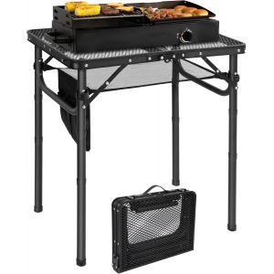 Ulteronixshop-Table De Barbecue Pliante De 0,6 M Pour L'ext&eacute;rieur, Table De Camping En Aluminium Avec Maille De Rangement Et 3 Hauteurs R&eacute;glables, Support De Barbecue En M&eacute;tal L&eacute;ger Pour La Cuisine, - Neuf