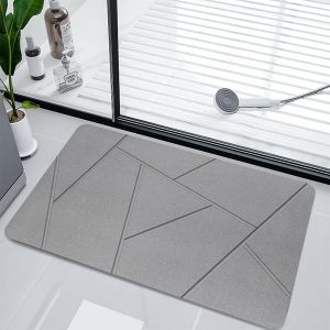 Kalanka-Tapis De Bain Antid&eacute;rapant 40x60cm, Tapis Salle De Bain Diatomite, Tapis De Sol Super Absorbant, Tapis De Douche Pour Salles De Bains, Cuisines, Chambres &Agrave; Coucher, Eviers, Gris - Neuf