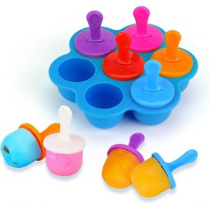 Kalanka-7 Mini Moules &Agrave; Glace Diy En Silicone, R&eacute;utilisable, En 9 Tige En Plastique Color&eacute;s, Pour Popsicles, Cr&egrave;mes Glac&eacute;es, Sorbets, Nourriture Pour B&eacute;b&eacute; Etc (Bleu) - Neuf