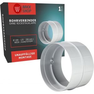 Tube d'aération en plastique Tube rond entrée / sortie d'air Réducteur connecteur ø 80 100 110 120 125 150 200 mm Système de ventilation Coude ABS clapet anti-retour Bride PVC, Verbindungsstück, Ø 100 mm - Neuf