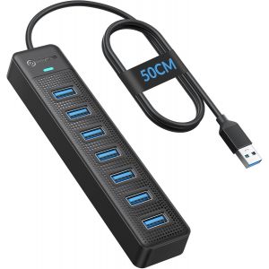 Hub USB,Data Hub USB 7 Ports,c&acirc;ble de 50cm,pour Macbook,Mac Pro/Mini,iMac,Surface Pro,XPS,Notebook - Neuf
