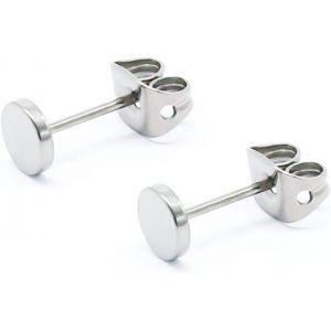 Kal-Boucles D'oreilles G23 Titanium Flat Dot Pour Femmes Hommes Filles 3mm -Mm Rond Or Rose/Or/Argent/Noir Boucles D'oreilles Hypoallerg&eacute;niques Pour Oreilles Sensibles - Neuf