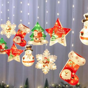 Hesheng Aliment&eacute; Par Le Port Usb De No&euml;l Rideau De Cha&icirc;ne De Lumi&egrave;res, De Bonhomme De Neige &Eacute;toiles &Agrave; Santa Pendaison D&eacute;corateur Lumi&egrave;res De La Maison Du Parti De No&euml;l D&eacute;coration - Neuf