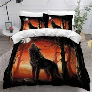 For¨ºt De Loup Housse De Couette X Imprim¨¦ D Anime Animaux Parure De Lit Personnes Ado Fille Enfants Microfibre Literie Pi¨¨Ces Avec Fermeture - Neuf
