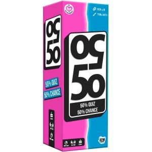 Play-50 50-Jeu De Société-Quiz Culture Générale Fun-Format Compact-Jeu D¿Ambiance Dès 14 Ans-A Partir De 2 Joueurs-Famille, Soirées, Apéros, Cadeau Drôle Et Original - Neuf