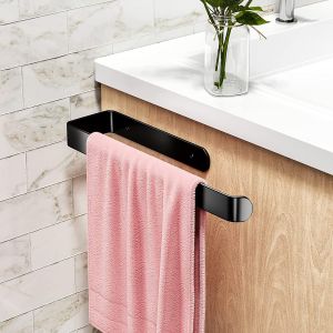 TIANYI-Porte Serviette Auto-Adh&eacute;sif ou perc&eacute;, Imperm&eacute;able et antirouille pour Cuisine, en Aluminium, Convient aux Serviettes, Rouleaux, Papier Toilette(Noir) - Neuf