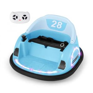 Costway 12v Quad Tamponneuse Electrique Pour Enfants, Avec Rotation &Agrave; 360&deg;, T&eacute;l&eacute;commande, Led Et Musique Pour 18 Mois + Bleu - Neuf
