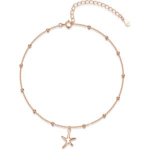 Senior-925 Sterling Silver Anklet For Women Adjustable 8.5+1.96" Infinity Design Starfish Barefoot Anklet Ankle Bracelet For Beach[L747] - Neuf