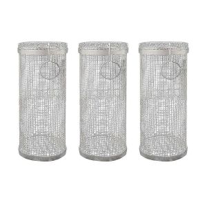 Paquet de 3 paniers de barbecue portables en acier inoxydable pour paniers de barbecue en maille - Neuf