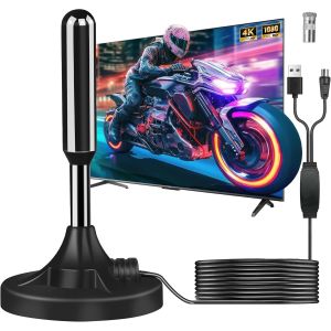 Antenne TV Int&eacute;Rieur Puissante, Nouveau pour 2025 Antenne TNT Int&eacute;Rieur Puissante, Portatif Antenne TV Int&eacute;Rieur, C&acirc;Ble Coaxial De 5M, R&eacute;Ception Longue Distance &agrave; 360 Degr&eacute;S(1) - Neuf