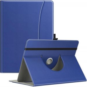 Étui Universel Compatible Avec 9-11"" Ipad/Ipad Air/Ipad Pro/Samsung Galaxy Tab/Lenovo Tab/Fire Hd Tablette, Coque En Pu Légère À Rotation De 360° Avec Rangement Support Intégré, Indigo Mélan.[F114] - Neuf