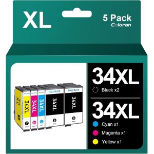 ERYI-Multipack 34Xl Cartouches D'Encre Remanufacturées Compatible Pour Epson 34Xl Pour Epson Workforce Pro Wf-3725 Wf-3725Dwf Wf-3720 Wf3720 Wf-3720Dwf Wf-3700 (Noir, Cyan, Magenta, Jaune) - Neuf